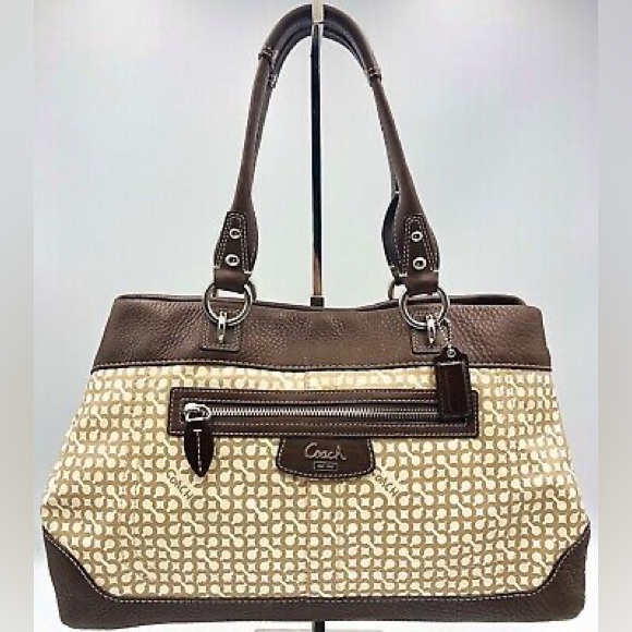 Coach Penelope Op Art Brown Coated Canvas Shoulder Bag - Picture 1 of 13